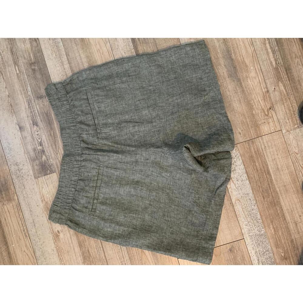 Athleta Cool Linen Leisurewear Green Heather Women's High RIse 7" Shorts Size 10 - Picture 3 of 5